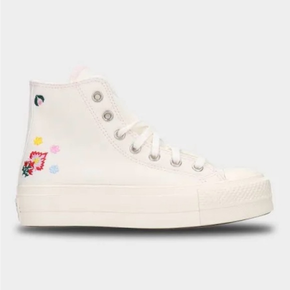 Converse Women's Platform Floral Embroidery High Top Sneakers | Size 5.5 - Picture 1 of 12
